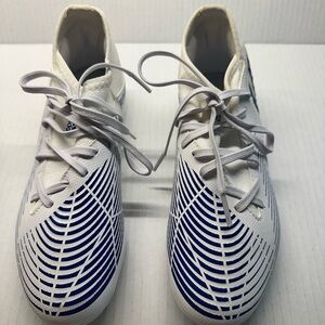 Adidas Kids White and Blue Soccer Cleats